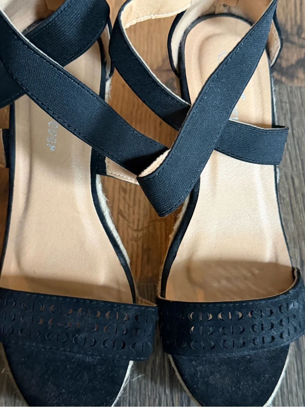 Forever Black Espadrille Wedge Sandals